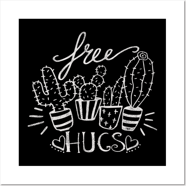 Free Hugs Simple Cactus Doodle Wall Art by VBleshka